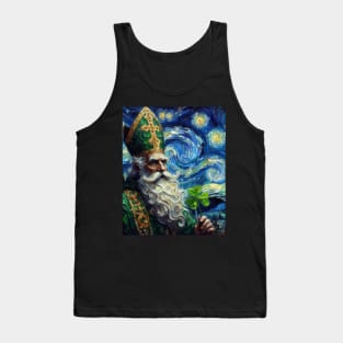 Saint Patrick Clover at Starry Night Tank Top